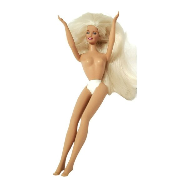 Vintage Barbie Cool Clips Doll Long Blonde Hair Pink Dress Gown Flowers Sparkles - Picture 11 of 16